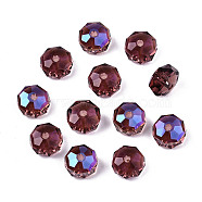 Transparent K9 Glass Beads, Faceted, AB Color Plated, Flat Round, Indian Red, 8x5mm, Hole: 1.2mm(RGLA-T152-04C-06)
