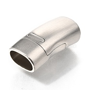 304 Stainless Steel Magnetic Clasps with Glue-in Ends, Curved Column, Stainless Steel Color, 27x13x9.5mm, Hole: 7x11mm(STAS-C020-07P)