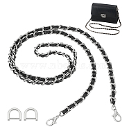 WADORN Purse Chains, PU Imitation Leather Bag Handles, with Alloy & Iron Bag D-Ring Screw Shackle Clasps, Platinum, Bag Handles: 110x0.8x0.45cm, 1pc, Clasp: 2.05x2.25x0.4cm, 2pcs(FIND-WR0009-94P)