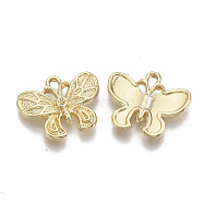Alloy Textured Pendant Rhinestone Settings, Butterfly, Light Gold, Fit for 1.5mm rhinestone, 17x20.5x3mm, Hole: 1.8mm(PALLOY-S132-035)