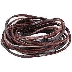 Cowhide Leather Cord, Leather Jewelry Cord, Jewelry DIY Making Cord, Flat, Sienna, 3x2mm, about 5.47 Yards(5m)/Bundle(WL-WH0008-05E)