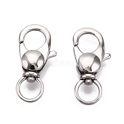 Tarnish Resistant Polished 316 Surgical Stainless Steel Lobster Claw Swivel Clasps, Swivel Snap Hooks, Stainless Steel Color, 22~24x11x6mm, Hole: 6mm(STAS-R072-30)