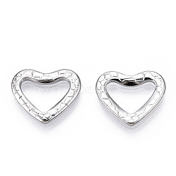 Non-Tarnish 304 Stainless Steel Linking Ring, Textured, Heart, Stainless Steel Color, 12x14x1.5mm, Inner Diameter: 6x9.5mm(STAS-T063-200P)