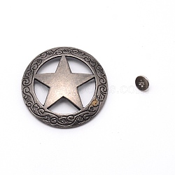 1-Hole Alloy Decorative Rivets, Flat Round with Star, for DIY Luggage and Hardware Accessaries, Gunmetal, 36.7x6mm, Hole: 2.5mm(PALLOY-WH0092-12B)