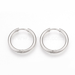 Tarnish Resistant 201 Stainless Steel Huggie Hoop Earrings, with 304 Stainless Steel Pins, Ring Shape, Stainless Steel Color, 21x2.5mm, 10 Gauge, Pin: 0.8mm(MAK-R021-21mm)