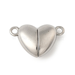 304 Stainless Steel Magnetic Clasps, Heart, Platinum, 11x17x6.5mm, Hole: 1.5mm(STAS-Z147-03P-01)