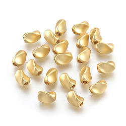 Brass Beads, Long-Lasting Plated, Lead Free & Cadmium Free & Nickel Free, Twist, Oval, Matte Style, Real 18K Gold Plated, 8x5x5mm, Hole: 2mm(KK-F744-03MG-NR)
