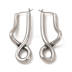 304 Stainless Steel Twist Infinity Hoop Earrings for Women, Stainless Steel Color, 45.5x14x14mm, Pin: 0.8~1.4x0.7mm(EJEW-P219-02P)