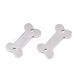 201 Stainless Steel Links Connectors, Laser Cut, Bone, Stainless Steel Color, 9.5x18.5x1.5mm, Hole: 1.2mm(X-STAS-S080-029P)