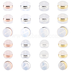 48Pcs 8 Style TPE Plastic Ear Nuts, with 316 Surgical Stainless Steel Findings, Earring Backs, Half Round/Dome, Mixed Color, 4~6x5~6.5mm, 6pcs/style(KY-DC0001-01)