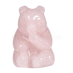 Natural Rose Quartz Display Decorations, for Home Decoration, Panda, 18~23x18~23x27~32mm(DJEW-PW0013-43B)