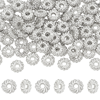 100Pcs Alloy Spacer Beads, Cadmium Free & Lead Free, Flower Disc, Platinum, 8x2.5mm, Hole: 2mm