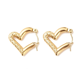 Ion Plating(IP) 304 Stainless Steel Chunky Heart Hoop Earrings for Women, Golden, 18x20.5mm, Pin: 0.8mm