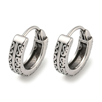 316 Surgical Stainless Steel Hoop Earrings, Ring, Antique Silver, 14.5x4mm