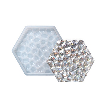 Silicone Diamond Texture Cup Mat Molds, Resin Casting Molds, for UV Resin & Epoxy Resin Craft Making, Hexagon Pattern, 113x130x9mm, Inner Diameter: 103x105x7mm