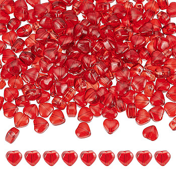 200Pcs Imitation Jade Glass Beads, Heart, Dark Red, 6x6x4mm, Hole: 0.7mm