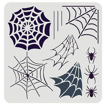 Large Plastic Reusable Drawing Painting Stencils Templates, for Painting on Scrapbook Fabric Tiles Floor Furniture Wood, Square, Spider Pattern, 300x300mm