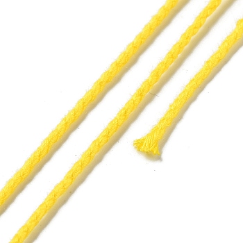 20M Polyester Braided Cord for Jewelry Making, Round, Yellow, 2mm, about 21.87 Yards(20m)/Roll