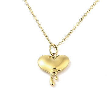 Ion Plating(IP) 304 Stainless Steel Pendant Necklaces for Women, Heart, Real 18K Gold Plated, 18.31 inch(46.5cm)