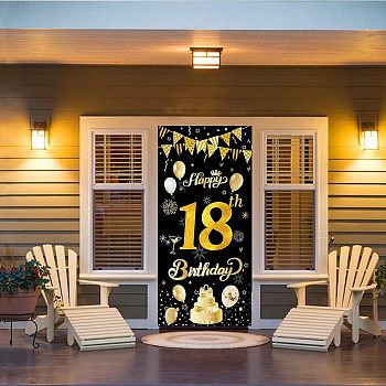 Polyester Hanging Banner Sign, Party Decoration Supplies Celebration Backdrop, Rectangle, Black, 180x110cm