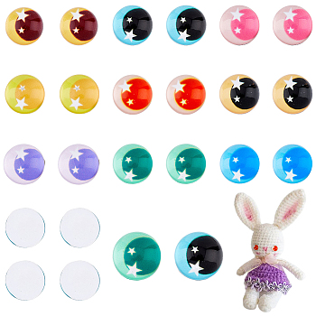 36Pcs 18 Style Star Two Tone Wiggle Googly Eyes Cabochons DIY Scrapbooking Crafts Toy Accessories, Mixed Color, 12x6mm, 2pcs/style