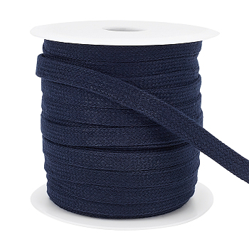 1 Roll Flat Polycotton Hollow Cord, Shoeslace Making, Clothes Accessories, with 1Pc Plastic Spool, Prussian Blue, 10mm, about 27.34 Yards(25m)/Roll