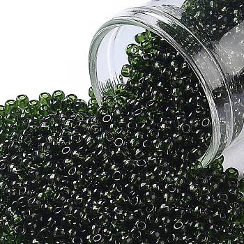 TOHO Round Seed Beads, Japanese Seed Beads, (940) Transparent Olivine, 11/0, 2.2mm, Hole: 0.8mm, about 1110pcs/10g