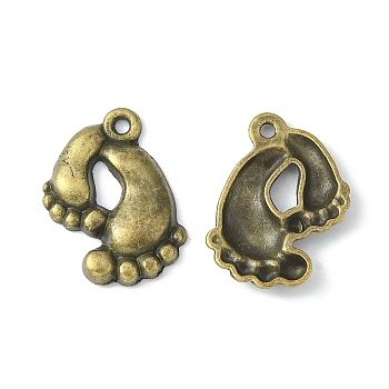 Tibetan Style Alloy Pendants, Cadmium Free & Lead Free, Foot, Antique Bronze, 20x17x3mm, Hole: 1.5mm