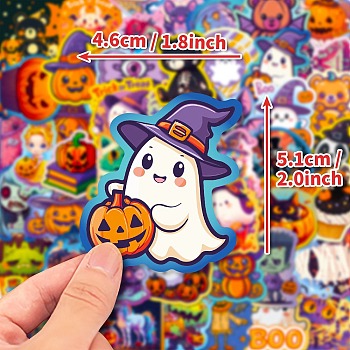 50Pcs Halloween Paper Self-Adhesive Picture Stickers, for Water Bottles, Laptop, Luggage, Cup, Computer, Mobile Phone, Skateboard, Guitar Stickers Decor, Mixed Color, 51~53x26~51x0.1mm, 50pcs/set