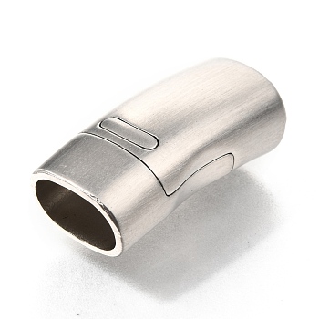 304 Stainless Steel Magnetic Clasps with Glue-in Ends, Curved Column, Stainless Steel Color, 27x13x9.5mm, Hole: 7x11mm