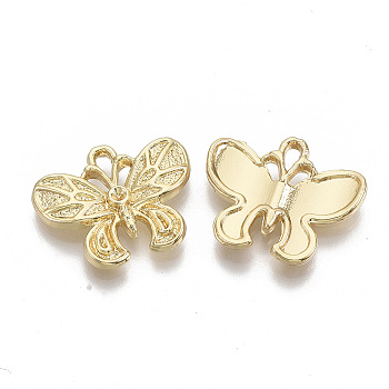 Alloy Textured Pendant Rhinestone Settings, Butterfly, Light Gold, Fit for 1.5mm rhinestone, 17x20.5x3mm, Hole: 1.8mm