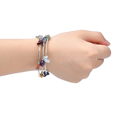 Three Loops Natural Gemstone Beaded Wrap Bracelets(X-BJEW-JB02331-03)-5