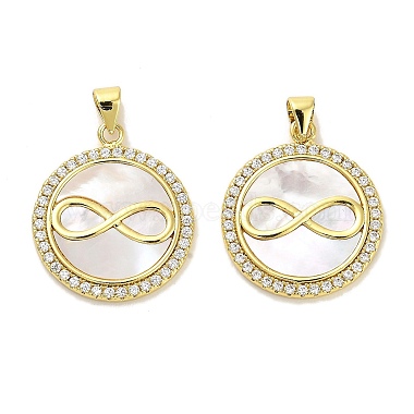 Real 18K Gold Plated Clear Symbol Brass+Cubic Zirconia+Shell Pendants