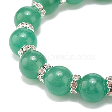 Bracelet extensible en perles d'aventurine verte naturelle(BJEW-JB08483-01)-4