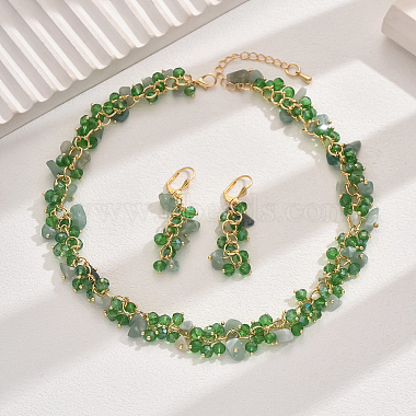 Green Glass Earrings & Necklaces