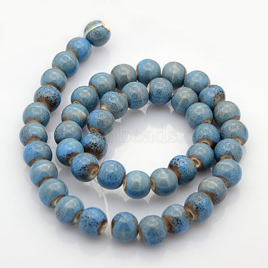 Chapelets de perles rondes en céramique émaillée en porcelaine émaillée manuelles(PORC-L019-10mm-11)-2