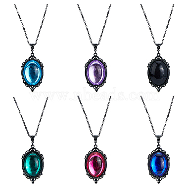 Mixed Color Oval Glass Necklaces