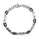 Two Tone 304 Stainless Steel Oval & Cross Link Chain Bracelet(BJEW-B078-43BP)-1