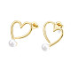 Brass Open Heart Stud Earrings with ABS Plastic Pearl for Women(EJEW-N011-54LG)-2