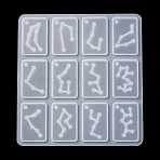 Twelve Constellations Rectangle Pendants Silicone Molds, Resin Casting Molds, for UV Resin, Epoxy Resin Jewelry Making, White, 105x99x3.5mm, Hole: 2mm, Inner Diameter: 19x29mm(DIY-YW0006-67)