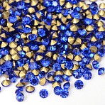 Back Plated Grade A Diamond Glass Pointed Rhinestone, Sapphire, 1.9~2mm, about 1440pcs/bag(X-RGLA-SS6-006)
