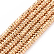 Electroplate Non-magnetic Synthetic Hematite Beads Strands, Grade AA, Long-Lasting Plated, Rondelle, Light Gold Plated, 4x2mm, Hole: 1mm, about 175pcs/strand, 15.7 inch(40cm)(G-L485-04B-LG)