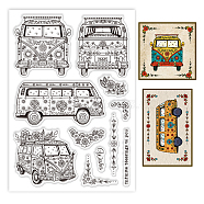 Custom Summer Theme PVC Plastic Clear Stamps, for DIY Scrapbooking, Photo Album Decorative, Cards Making, Bus, 160x110mm(DIY-WH0631-0096)