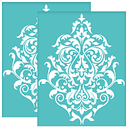 Self-Adhesive Silk Screen Printing Stencil, for Painting on Wood, DIY Decoration T-Shirt Fabric, Turquoise, Floral, 280x220mm(DIY-WH0338-256)