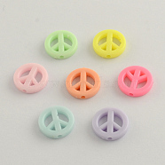 Opaque Acrylic Beads, Peace Sign, Mixed Color, 16x3mm, Hole: 2mm(X-SACR-Q098-05)