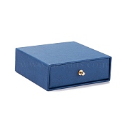 Square Paper Drawer Jewelry Set Box, with Brass Rivet, for Earring, Ring and Necklace Gifts Packaging, Marine Blue, 10x10x3~3.2cm(CON-C011-03B-03)
