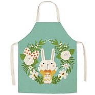 Cute Easter Egg Rabbit Pattern Polyester Sleeveless Apron, with Double Shoulder Belt, for Household Cleaning Cooking, Medium Aquamarine, 470x380mm(PW-WG98916-11)