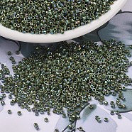 MIYUKI Delica Beads, Cylinder, Japanese Seed Beads, 11/0, (DB1575) Opaque Avocado AB, 1.3x1.6mm, Hole: 0.8mm, about 2000pcs/10g(X-SEED-J020-DB1575)