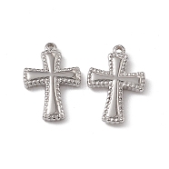 Non-Tarnish 201 Stainless Steel Pendants, Cross Charm, Stainless Steel Color, 18.5x12.5x2.5mm, Hole: 1.2mm(STAS-J401-VC636)