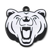 Alloy Pendants, with Enamel, Black And White Beast, Bear, 26.5x25.5x1.5mm, Hole: 1.5mm(ENAM-D285-03B-04)